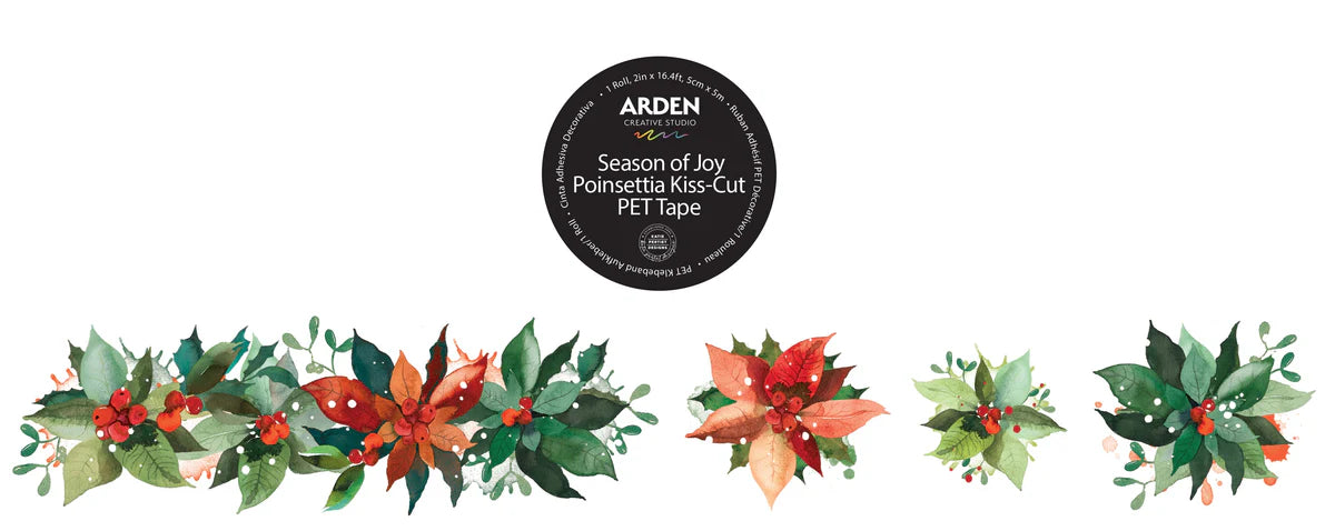 Arden Creative Studio Season of Joy Kiss-Cut PET Tape - Poinsettia